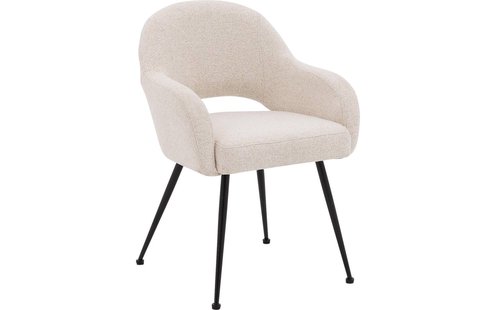 Goossens Eetkamerstoel Briggen beige stof met armleuning,