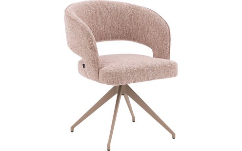 Goossens Excellent Eetkamerstoel Ostuni roze stof graden draaibaar met armleuning,