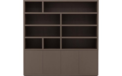 Goossens Buffetkast Barcelona, 4 deuren 9 open vakken, bruin eiken, 208 x 212 x 45 cm, stijlvol landelijk