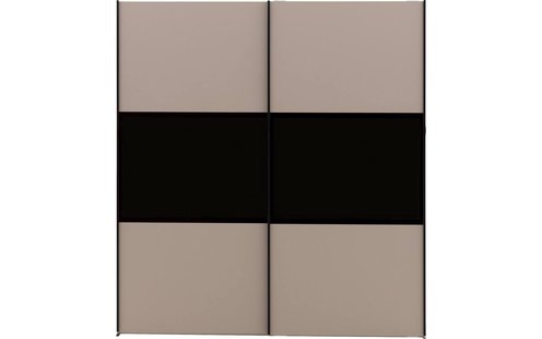 Goossens Kledingkast Ella, 253 cm breed, 220 cm hoog, 2x 3 paneel schuifdeuren, middenbies/paneel donker rookglas