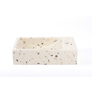 Saniclass Dia Fontein - 40x22x10cm - rechthoek - kraangat rechts - terrazzo 220x400x100 Small L/R Terrazzo