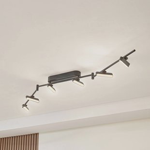 Lindby LED spot Eldrin, zwart, 6-lamps, lichtstrip