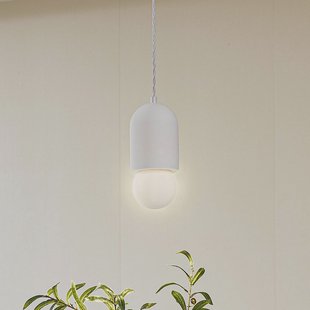 Lindby hanglamp Nielson, Ø 11 cm, wit, gips