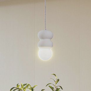 Lindby hanglamp Nielson, Ø 12 cm, wit, gips