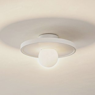 Lindby wandlamp Nielson, wit, gips, Ø 28 cm