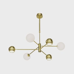 Jupiter Hanglamp Moka, goudkleurig, glas, 6-lamps, G9, GU10