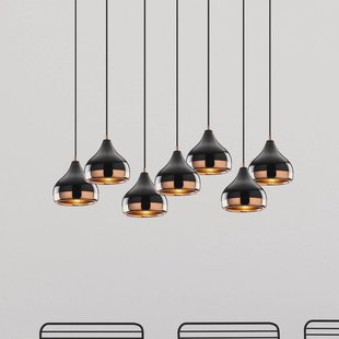 Opviq Hanglamp Yildo 6894, zwart/koper, metaal, 7-lamps