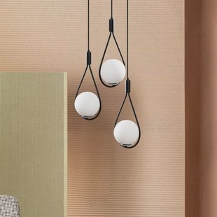 Opviq Hanglamp Mudoni MR-938 3-lamps rond zwart/opaalglas