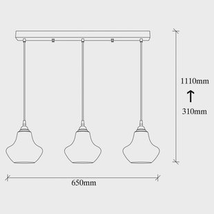 Opviq Hanglamp goud 052, goud-transparant, glas 3-lamps lang