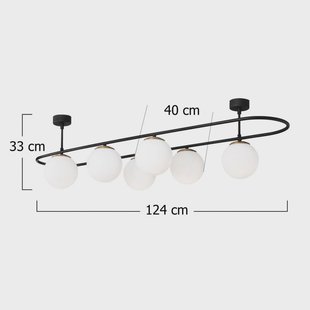 Opviq Plafondlamp Abaküs 4911, zwart, opaalglas, 6-lamps