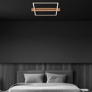 Briloner Moldura plafondlamp, 43x35 cm, hout, metaal, zwart