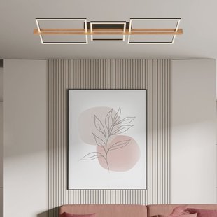 Briloner Moldura plafondlamp, 108x35 cm, hout, metaal, zwart