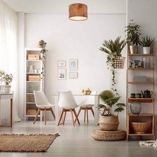 Briloner Plafondlamp Mata, bruin, Ø 35 cm, stof, E27