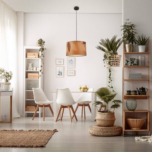 Briloner Hanglamp Mata, 1-lamp, bruin, stof, Ø 35 cm