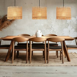 Briloner Borra hanglamp, 3-lamps, natuurlijke kleur, stro