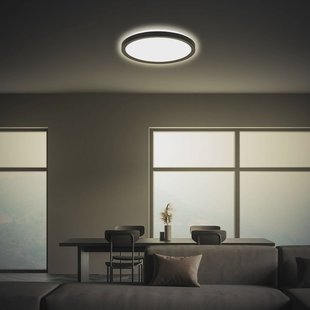 Briloner Plafondlamp Tava, zwart, Ø 24 cm, kunststof