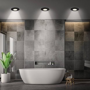 Briloner Klira inbouwlamp, zwart, Ø 9cm, IP44, set van 3