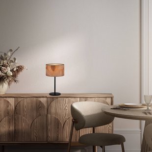 Briloner Tafellamp Mata, bruin, textiel, hoogte 42 cm