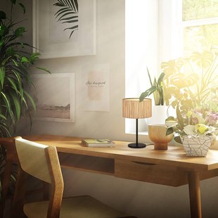 Briloner Slama tafellamp, natuurlijke kleur, zeegras, hoogte 42 cm