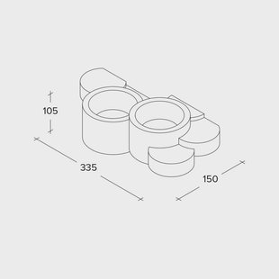 TECNICO by Sforzin Chio wandlamp, 33,5 cm breed, 2-lamps, wit, gips, GX53