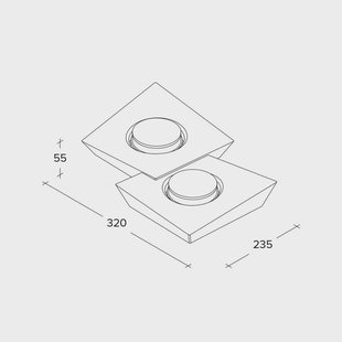 TECNICO by Sforzin Anchise plafondlamp, 2-lamps, 23,5 cm, wit, gips, GX53