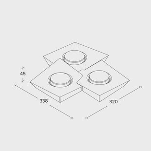 TECNICO by Sforzin Anchise plafondlamp, 3-lamps, 32 cm lang, wit, gips, GX53