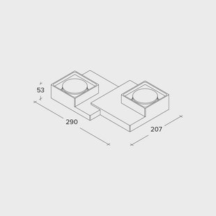 TECNICO by Sforzin Sibari plafondlamp, wit, gips, 29 cm lang, 2-lamps, GX53