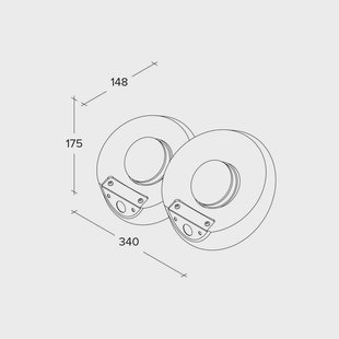 TECNICO by Sforzin Wandlamp Patra, 2-lamps, 34 cm breed, wit, gips, GX53