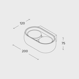TECNICO by Sforzin Mysia wandlamp, 2-lamps, wit, 20 cm breed, gips, GX53
