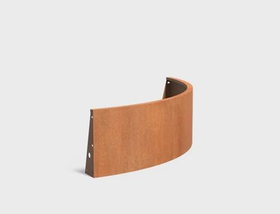 Keerwand cortenstaal buitenbocht 150x150x50cm.