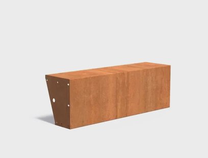 Keerwand cortenstaal recht 150x40x50cm. brede bovenrand