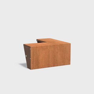 Keerwand cortenstaal buitenhoek 100x100x50cm. brede bovenrand