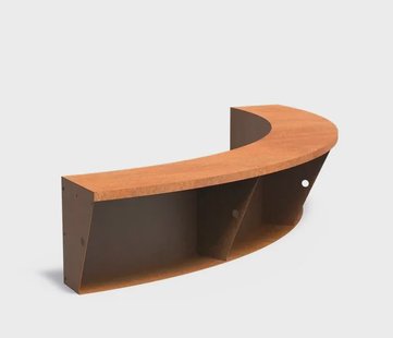 Keerwand cortenstaal binnenbocht 200x200x50cm. brede bovenrand