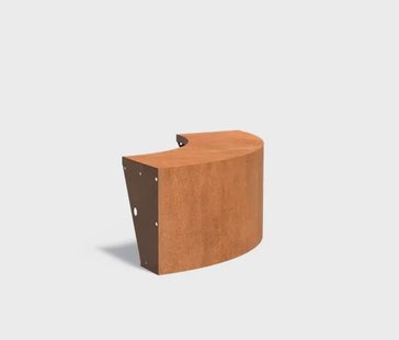 Keerwand cortenstaal buitenbocht 100x100x50cm. brede bovenrand