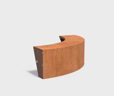 Keerwand cortenstaal buitenbocht 150x150x50cm. brede bovenrand