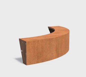 Keerwand cortenstaal buitenbocht 200x200x50cm. brede bovenrand