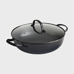 Satake Satake sauteerpan van lichtgewicht gietijzer met glazen deksel 26 cm