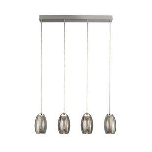 Searchlight Cyclone - hanglamp - 75,5 x 11,5 x 150 cm - 21W dimbare LED incl. - chroom en gerookt glas