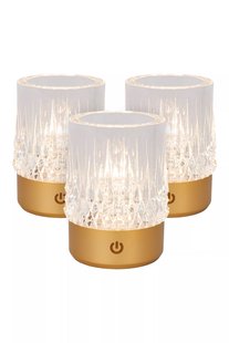 Lucide Lili - set van 3 oplaadbare tafellampen - Ø 8 x 10,3 cm - 3W dimbare LED incl. - goud