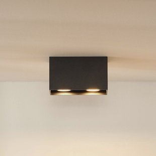 Lucide Bodi plafondspot, hoekig, zwart, GU10, 2-lamps, aluminium