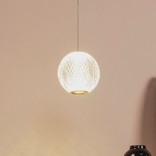 Lucide Cintra hanglamp, Ø 14 cm, transparant/goud, acryl