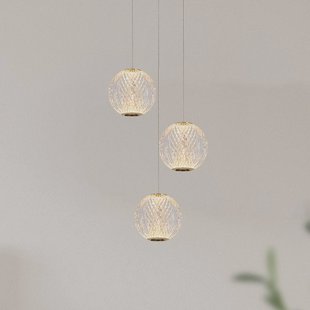 Lucide Cintra hanglamp, Ø 25 cm, transparant/goud, acryl