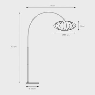 Lucide Corina booglamp, beige, E27, 192 cm, kunststof