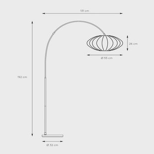 Lucide Corina booglamp, zwart, E27, 192 cm, kunststof