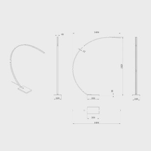 Lucide Curve booglamp LED, mat goud, 2700 K, hoogte 192, dimbaar