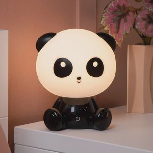 Lucide Kindertafellamp Dodo Panda, zwart/wit, dimbaar, ABS