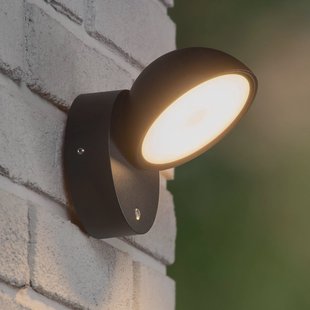 Lucide Finn LED wandlamp, zwart, IP54, dag-/nachtsensor