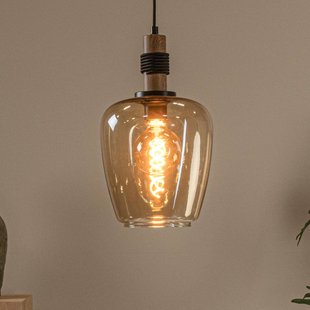Lucide Hanglamp Ilona, glas, Ø 22 cm, zwart/oranje, 1-lamp
