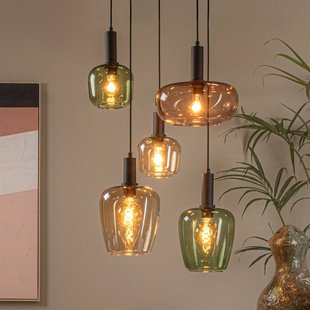 Lucide Hanglamp Ilona, glas, meerkleurig, Ø 45 cm, 5-lamps