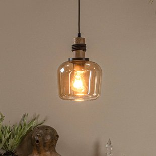 Lucide Hanglamp Ilona, glas, Ø 18 cm, zwart/oranje, 1-lamp